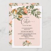 ピンククレメンチンリトルかわいこちゃんベビーシャワー 招待状 (正面/裏面)