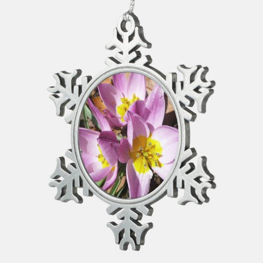 ピンククロキュース春フローラ スノーフレークピューターオーナメント (右)