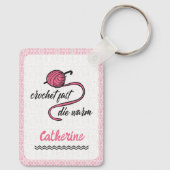 ピンククロシェ速く、暖かく死ぬ キーホルダー (裏面)