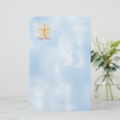 ピンククロスオンクラウドハッピーイースター文字 便箋 (スタンド正面)