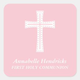 ピンククロスガールズファースト聖餐式 スクエアシール