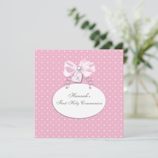 ピンククロスガールズファースト聖餐式 招待状 (スタンド正面)