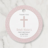 ピンククロスガールバプティスマファースト誕生日サンキュー フェイバータグ (裏面)