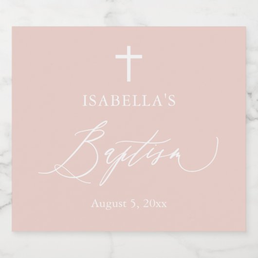 ピンククロスガールバプテスムワきらめくインボトルラベ スパークリングワインラベル (シングルラベル)