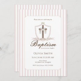 ピンククロスクレストバプテスマ招待状 招待状
