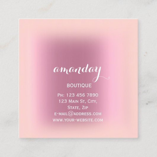 ピンククロスハンガーダイヤモンドブティック スクエア名刺 (裏面)