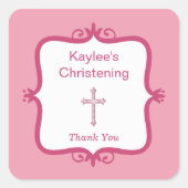 ピンククロスバプティスクエアステッカー スクエアシール (正面)