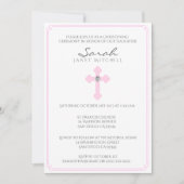 ピンククロスバプテスマ《キリスト教》洗礼式や命名式セレモニーガール 招待状 (正面)