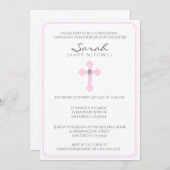 ピンククロスバプテスマ《キリスト教》洗礼式や命名式セレモニーガール 招待状 (正面/裏面)