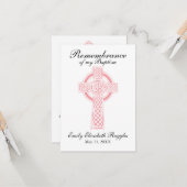 ピンククロスバプテスマ《キリスト教》洗礼式や命名式祈りの言葉カード カード (正面/裏面インサイチュ)