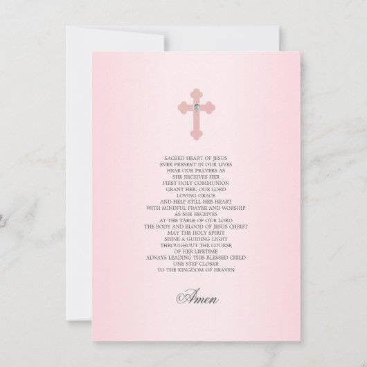 ピンククロスファースト聖体拝領ガール 招待状 (裏面)
