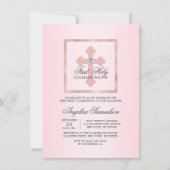 ピンククロスファースト聖体拝領ガール 招待状 (正面)