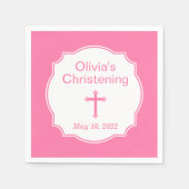 ピンククロスベビーガールバプテスマ《キリスト教》洗礼式や命名式 スタンダードカクテルナプキン (正面)