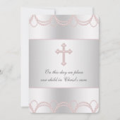 ピンククロスベビーガール《キリスト教》洗礼式や命名式バプテスマ 招待状 (正面)