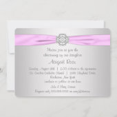 ピンククロスベビーガール《キリスト教》洗礼式や命名式 招待状 (裏面)