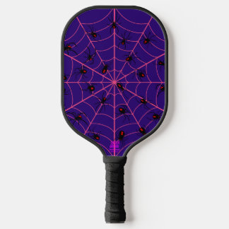 ピンククロスリグモのクモの巣アート ハロウィンパターン ピックルボールラケット