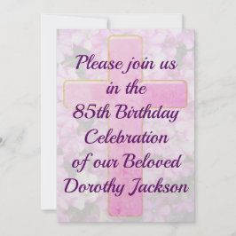 ピンククロス及びフローラ85番目の誕生日招待状 招待状