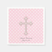 ピンククロス《キリスト教》洗礼式や命名式 スタンダードカクテルナプキン (正面)