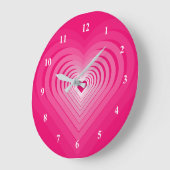 ピンククロックとハート ラージ壁時計 (傾斜)