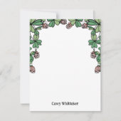 ピンククロバー葉ズ&フォント名 ノートカード (正面)