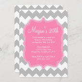 ピンククローバーシェブロン誕生日招待状 招待状 (正面/裏面)