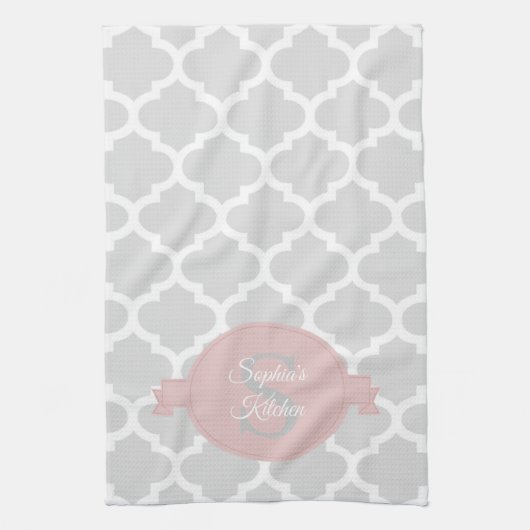 ピンククローバーパーソナライズされたキッチンタオル キッチンタオル (縦)