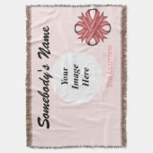 ピンククローバーリボンテンプレートバイケネスヨンチッチ スローブランケット (正面縦)