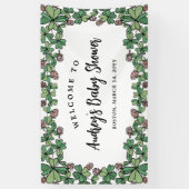 ピンククローバー女の子ベビーシャワーへようこそ 横断幕 (縦)