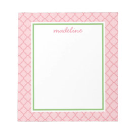 ピンククローバー |ピンクと緑のメモ名門私立校風の帳 ノートパッド