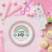 ピンククローバー&レインボーラッキーワンファースト誕生日 ペーパープレート (パーティー)