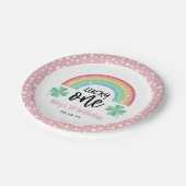 ピンククローバー&レインボーラッキーワンファースト誕生日 ペーパープレート (アングル)