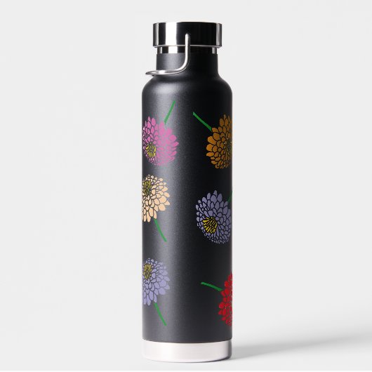 ピンククールがかった赤い黄色の白《植物》百日草フラワーアートプリント ウォーターボトル (右面)