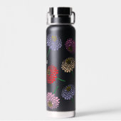 ピンククールがかった赤い黄色の白《植物》百日草フラワーアートプリント ウォーターボトル (背面)