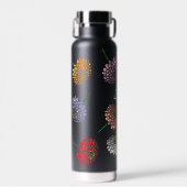 ピンククールがかった赤い黄色の白《植物》百日草フラワーアートプリント ウォーターボトル (正面)