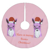 ピンククールのクリスマスラマツリースカート ブラッシュドポリエステルツリースカート (正面)