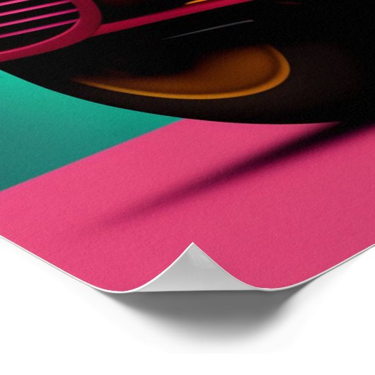 ピンククールのスクーターに乗るクマ ポスター (角)