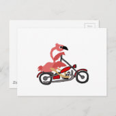 ピンククールのフラミンゴ乗馬オートバイの漫画 ポストカード (正面/裏面)