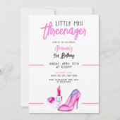 ピンククールのメイクアップをテーマにしたガーリー第3誕生日 招待状 (正面)