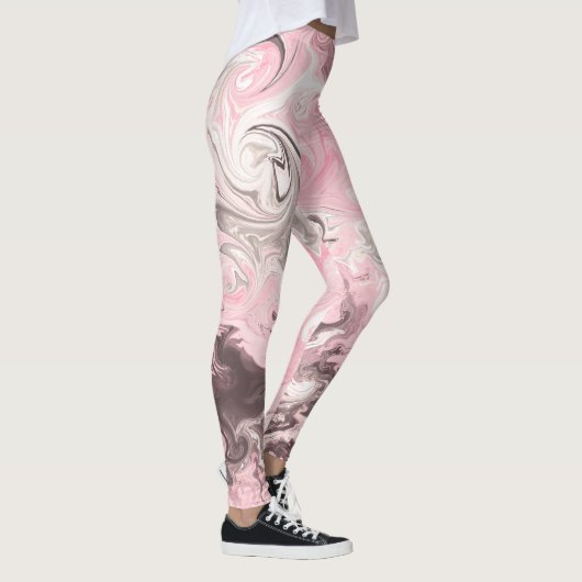 ピンククールの大理石の汚れ模様の女性の女の子 レギンス (右)