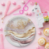 ピンククールの大理石金ゴールド ペーパープレート (パーティー)