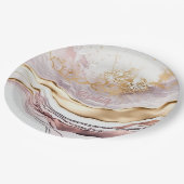 ピンククールの大理石金ゴールド ペーパープレート (アングル)