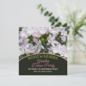ピンククールの白い花引っ越し祝いパーティーガーデンパーティー 招待状 (スタンド正面)