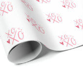 ピンククールの「XOXO」ハートハッピーバレンタインデー ラッピングペーパー (ロールコーナー)