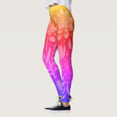 ピンククールイエローグラディエントガーデン多肉植物 レギンス (左)