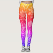 ピンククールイエローグラディエントガーデン多肉植物 レギンス (正面)