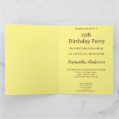 ピンククールイエロー13誕生日パーティー招待カード カード (内部)