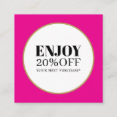 ピンククールエレガントローズゴールデンホワイトサークルサロン 割引カード (正面)