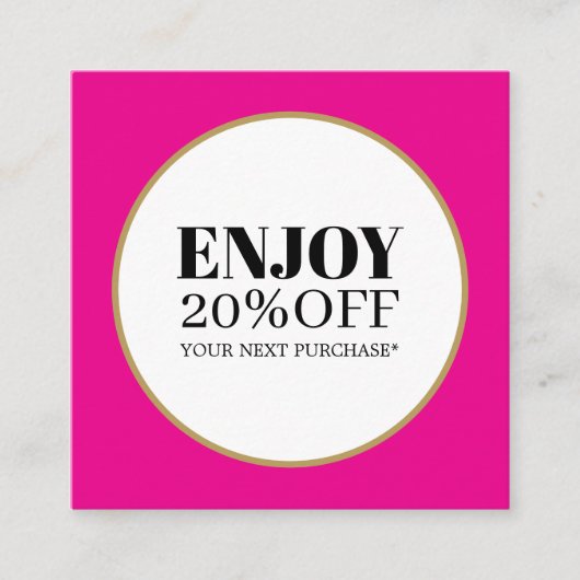 ピンククールエレガントローズゴールデンホワイトサークルサロン 割引カード (正面)