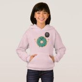ピンククールガールズフード付きスウェットシャツフードドーナツ心配引用文 (正面フル)