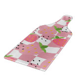 ピンククールキッチンイチゴ市松模様にデザイン カッティングボード (角)